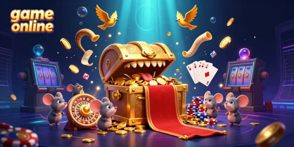 Engage with thrilling game online excitement, winning treasures, and vibrant casino elements.