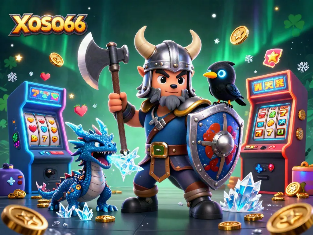 Spin the reels with XOSO66 in this vibrant 3D casino illustration featuring thrilling characters and engaging gaming elements.