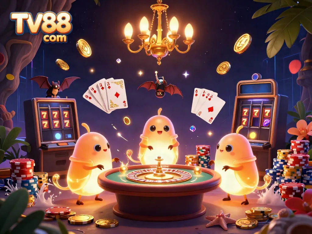 Illuminate your gameplay at TV88 com with this vibrant, detailed casino scene.