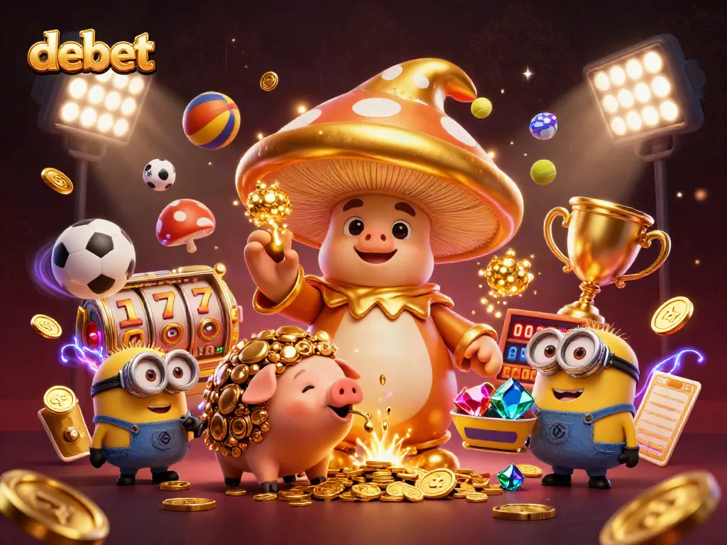 Engage with debet's thrilling online casino experience, filled with gold elements and dynamic prize action.
