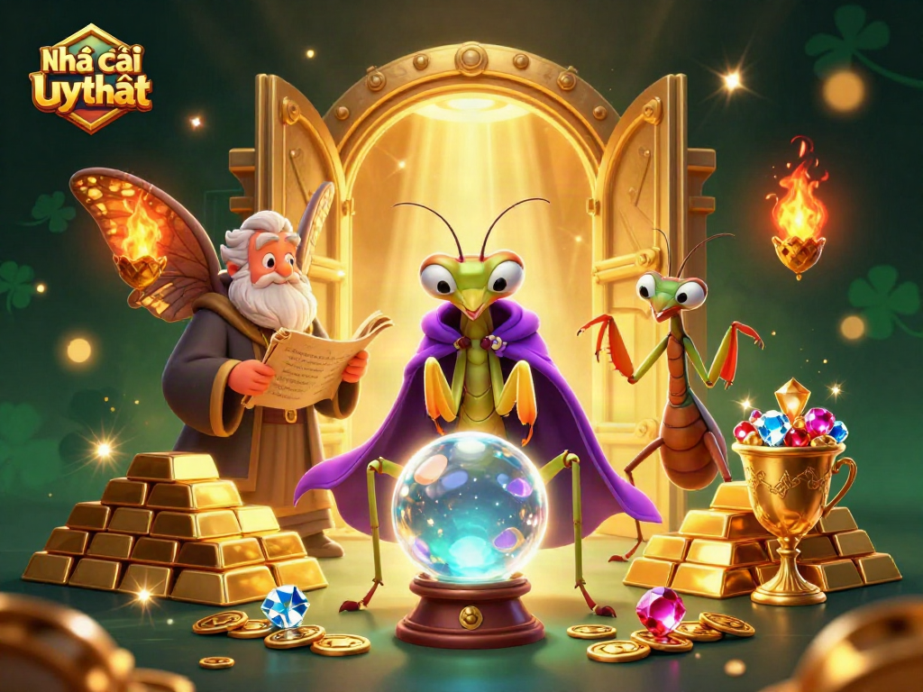 Play and win with Nhà cái uy tín in a vibrant casino setting featuring mystical elements and treasures.