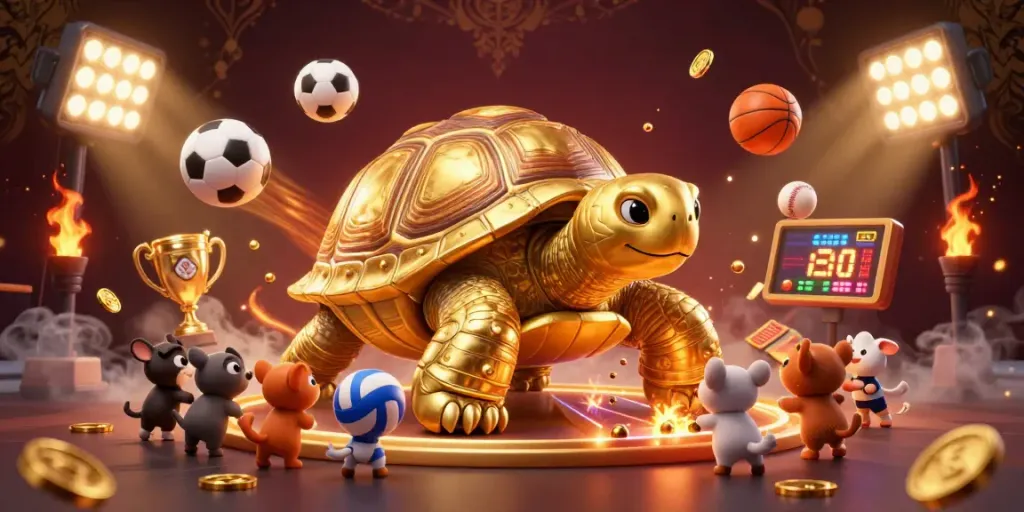 Engage with the vibrant atmosphere of Nhà cái uy tín featuring animated sports elements and gaming excitement.