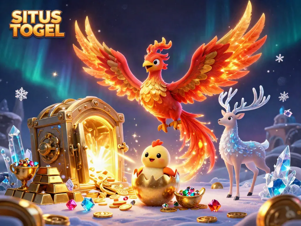 Memenangkan hadiah besar di SITUS TOGEL dengan phoenix berapi-api dan simbol keberuntungan yang berkilauan.
