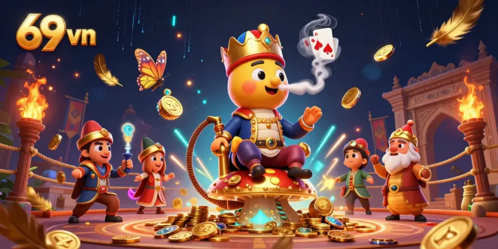 Engage with exciting 69 vn gaming experiences, featuring a vibrant casino scene with a caterpillar master.