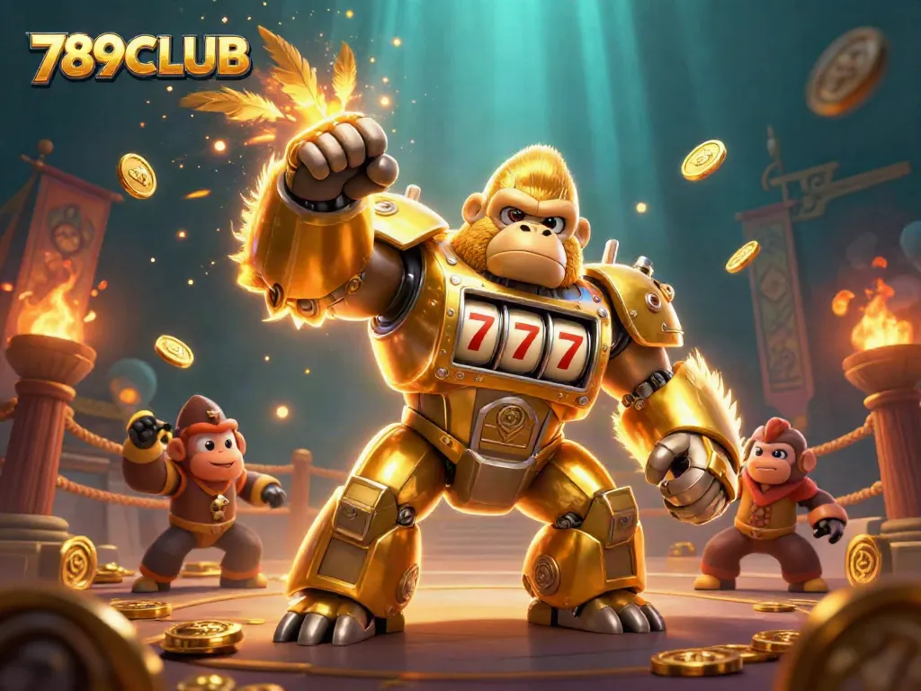 Experience thrilling gaming with 789CLUB's vibrant 3D illustration of slot mechanics and explosive wins.