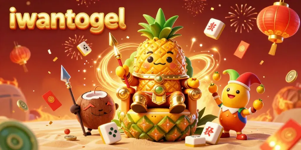 Engage in thrilling action with iwantogel featuring a golden pineapple king and vibrant casino elements.