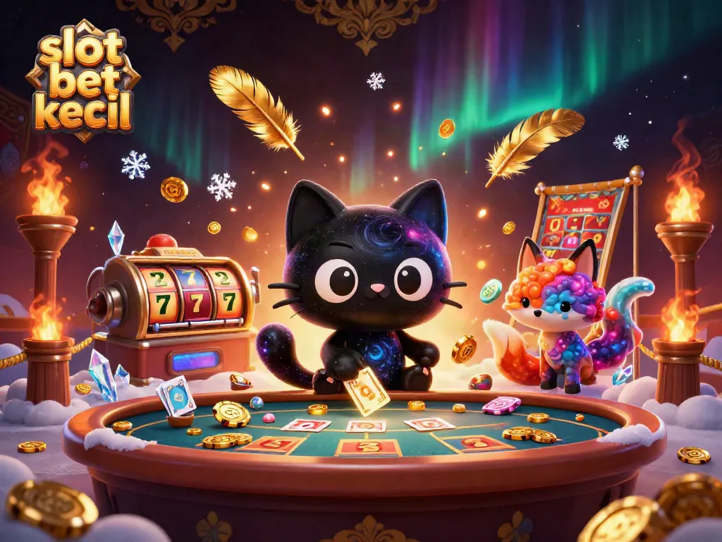 Engage with the vibrant slot bet kecil scene featuring a black hole cat and cosmic elements in an exciting casino.