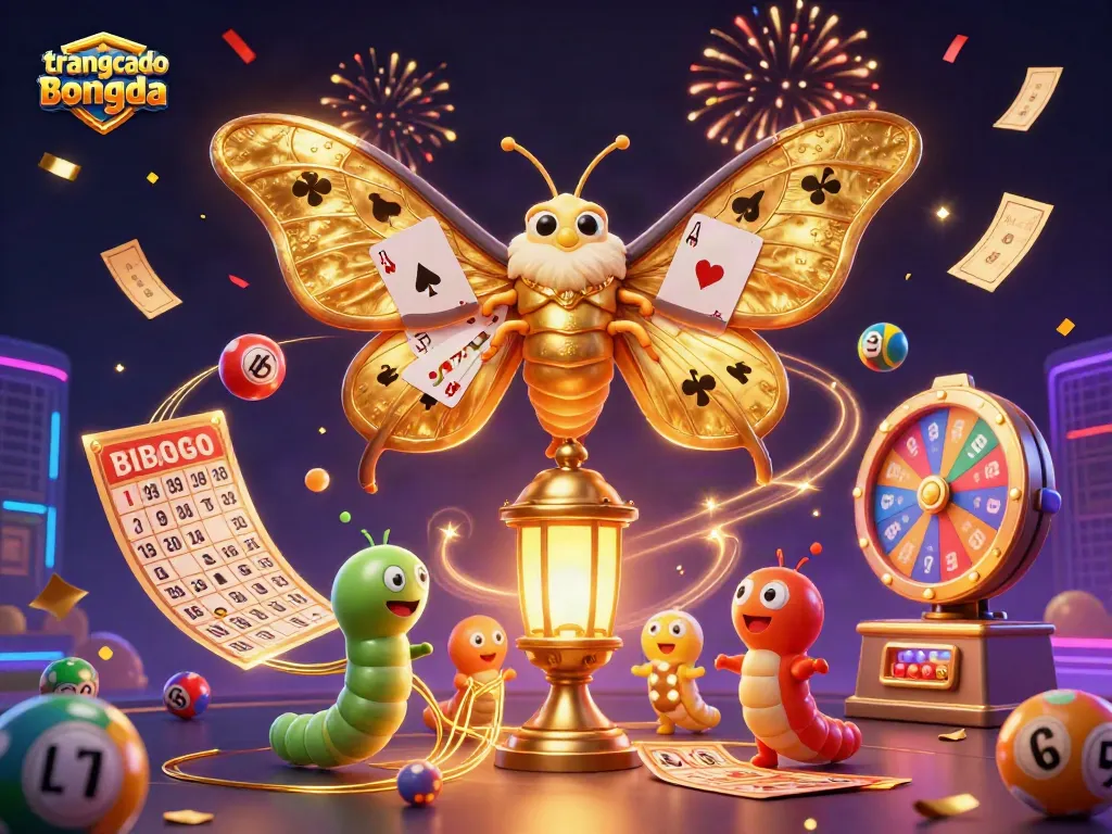 Engage with trangcadobongda through a vibrant 3D illustration showcasing lively casino elements and excitement.