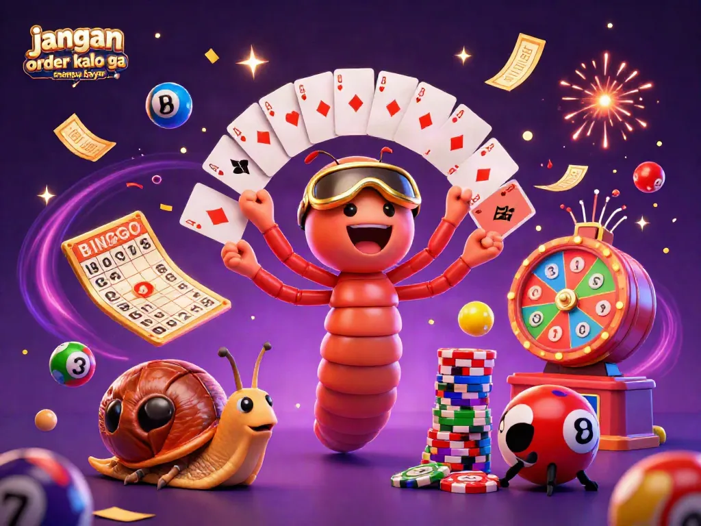 Engage with vibrant scenes of "jangan order kalo ga mampu bayar.." showcasing exciting casino elements and dynamic characters.