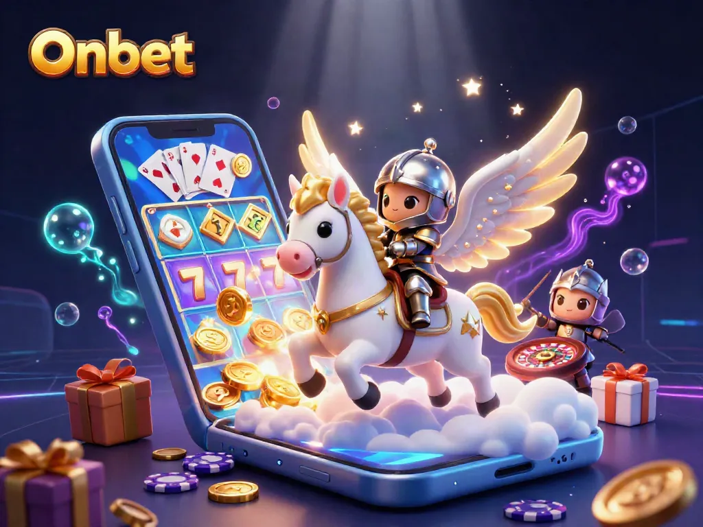 Engage in thrilling gameplay with Onbet featuring a vibrant celestial scene of luck and chance.