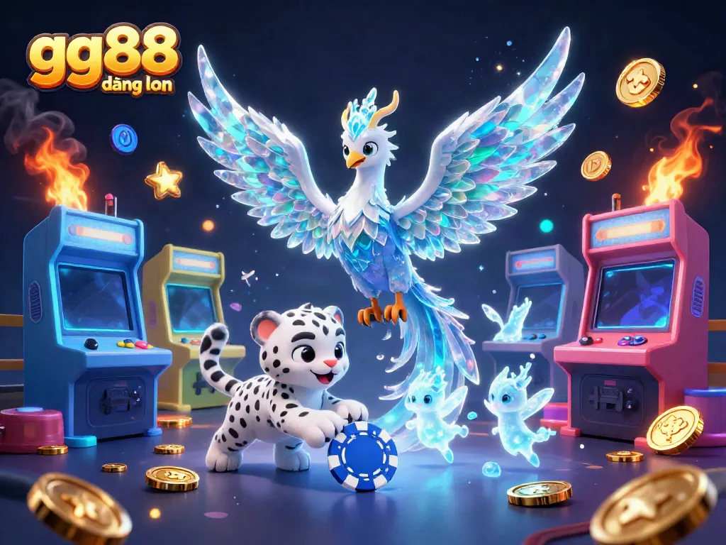 Join the excitement of gg88 đăng nhập with a vibrant 3D illustration showcasing a magical casino theme and playful characters.