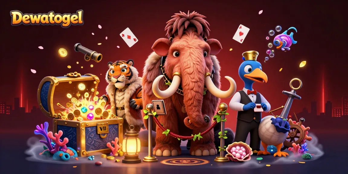 Dewatogel memeriksa ID tamu VIP di kasino dengan sosok mammoth, harimau, dan burung dodo
