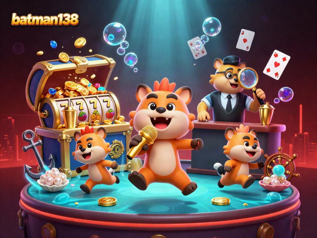 Experience batman138 excitement with hyena characters in a lively comedy casino club scene.