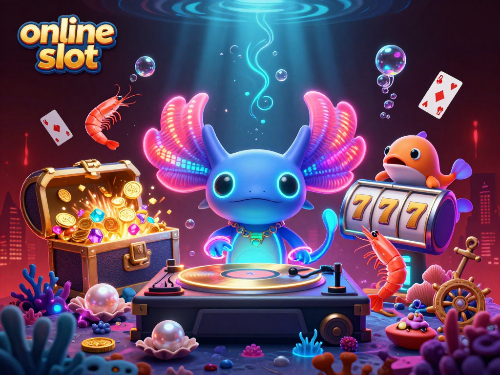 Experience the thrill of online slot action in an electrifying underwater casino scene with vibrant characters.