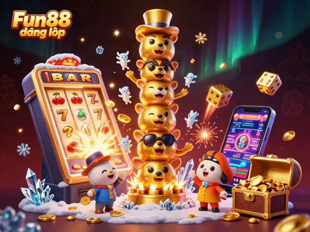 Experience vibrant Fun88 đăng nhập action with golden totem and exploding slot machine.