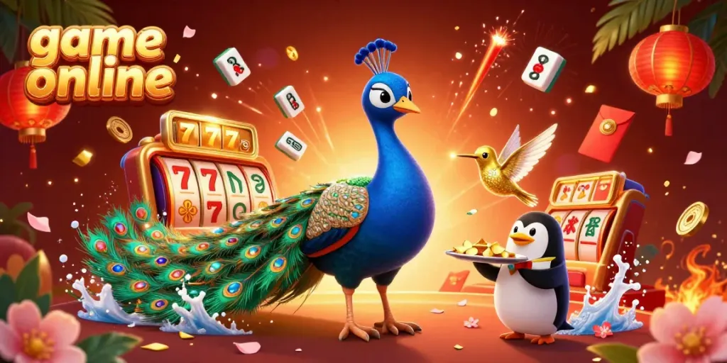 Experience thrilling game online action with colorful slot reels and vibrant casino characters.