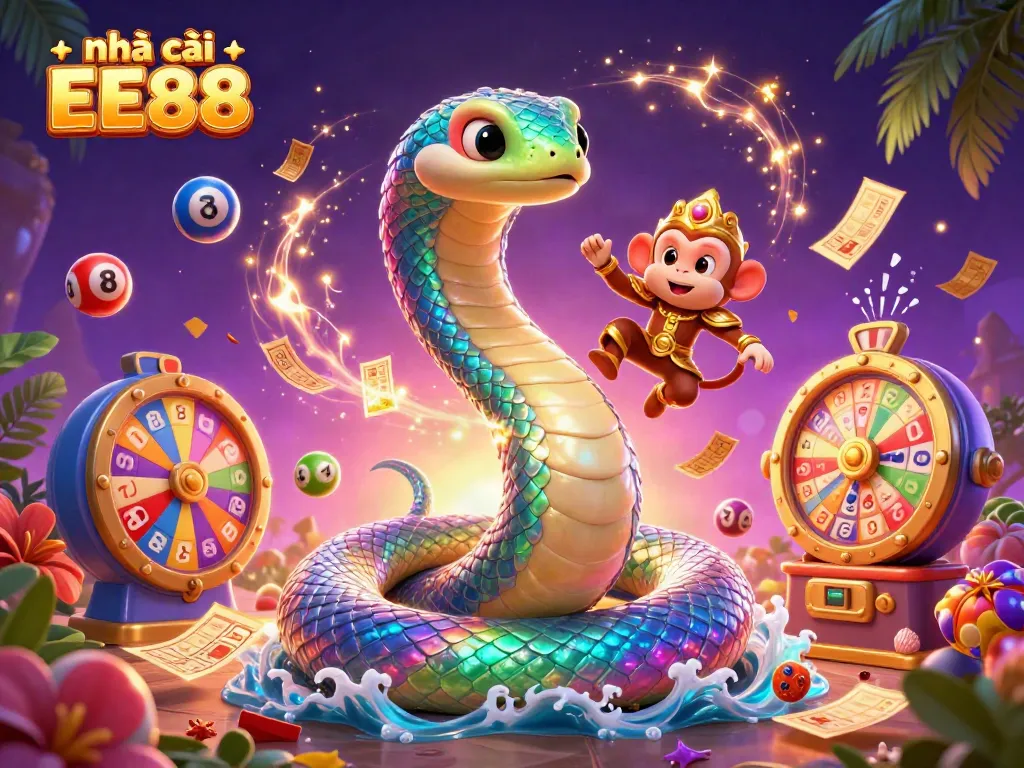 Engage with nhà cái EE88 through this vibrant, dynamic 3D casino-themed illustration full of excitement.