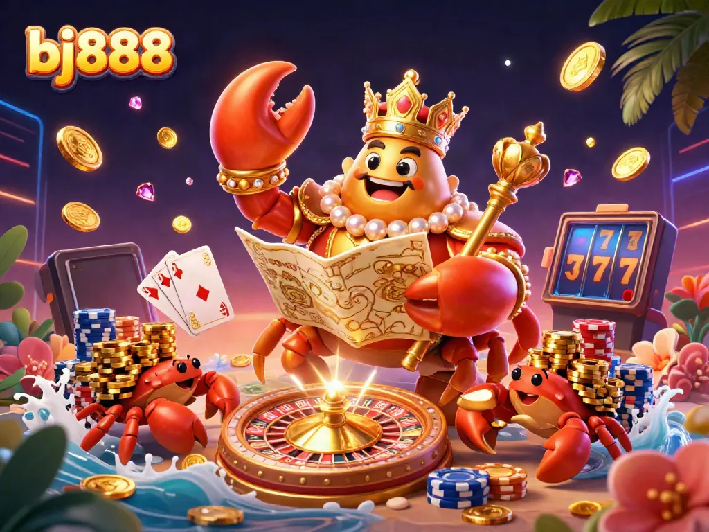 Engage in thrilling gameplay as bj888 delivers vibrant casino excitement with a golden crab emperor and dynamic elements.