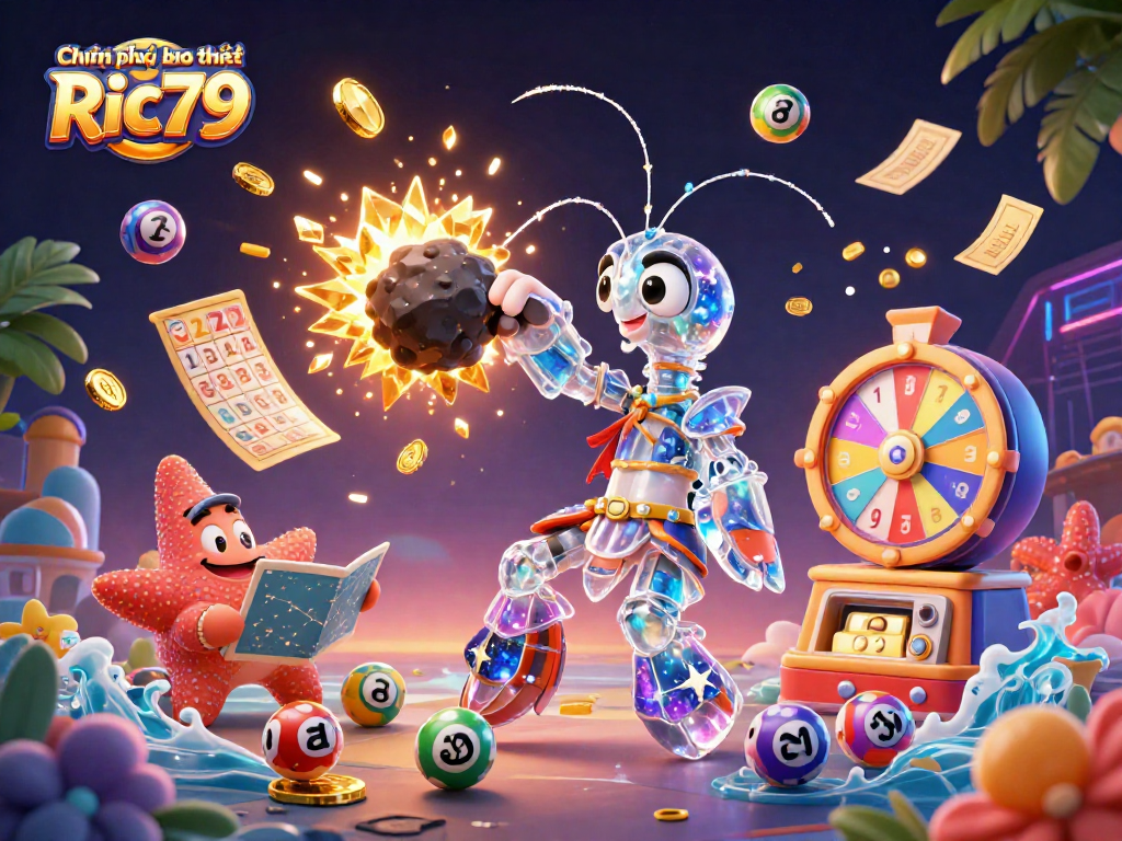 Experience the thrilling world of Chính sách bảo mật Ric79 with vibrant lottery scenes and dynamic characters.