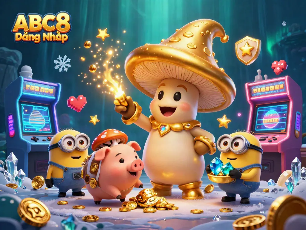 Engage in thrilling gameplay with ABC8 Đăng Nhập, showcasing magical characters in a vibrant casino world.