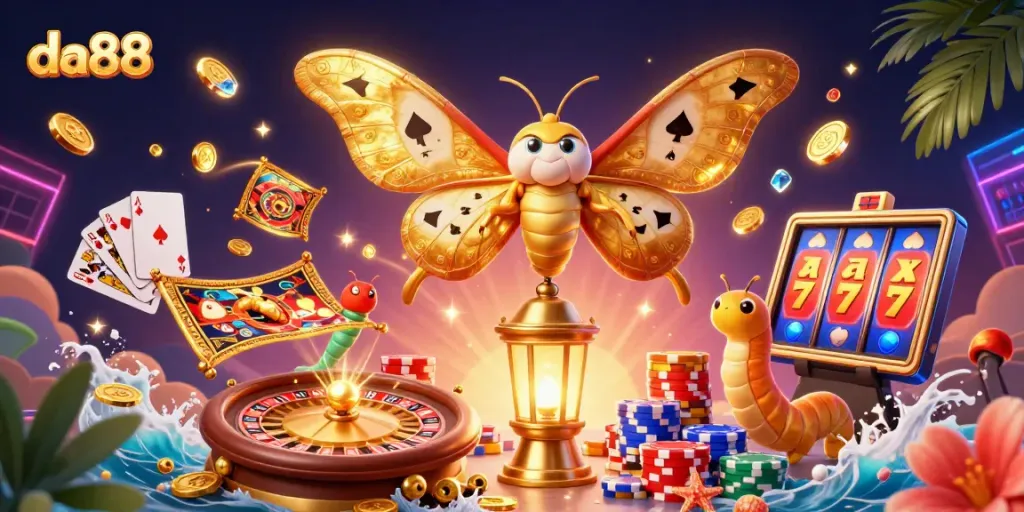 Experience thrilling gaming with da88's vibrant casino scene filled with golden elements.