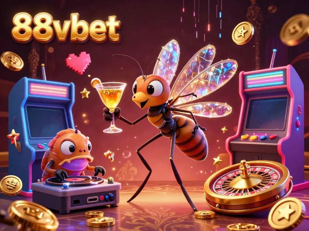 Experience the excitement of 88vbet through a vibrant 3D illustration featuring a unique mosquito casino mascot.