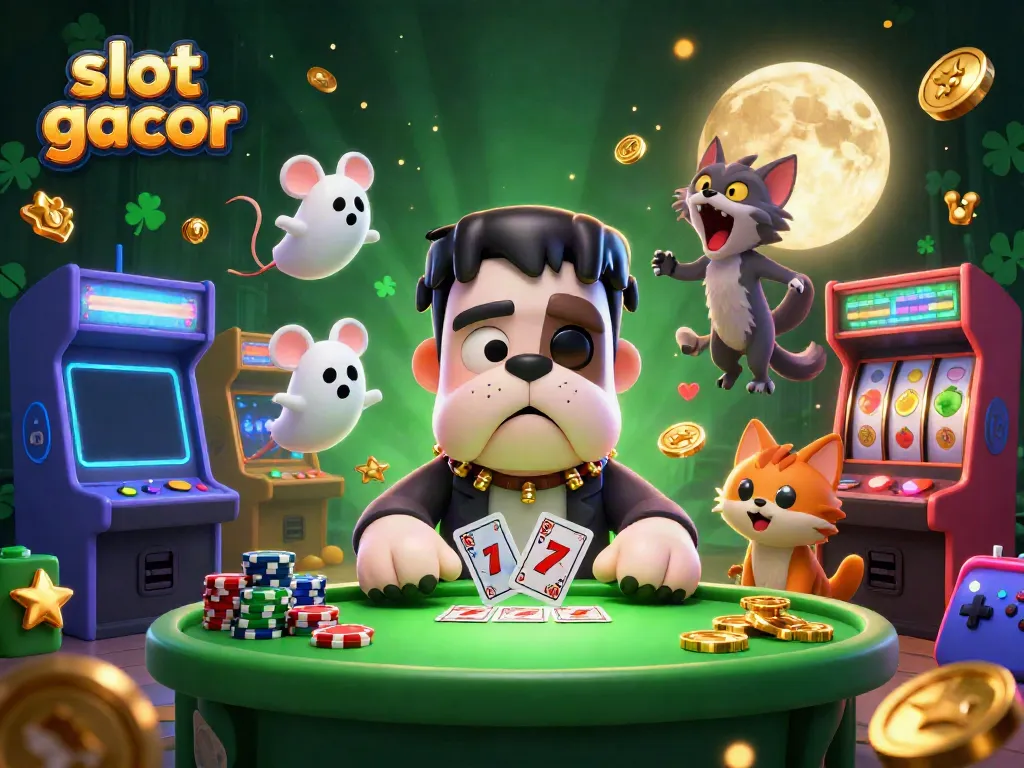 Experience the excitement of slot gacor with a lively 3D casino scene featuring dynamic characters and vibrant game elements.