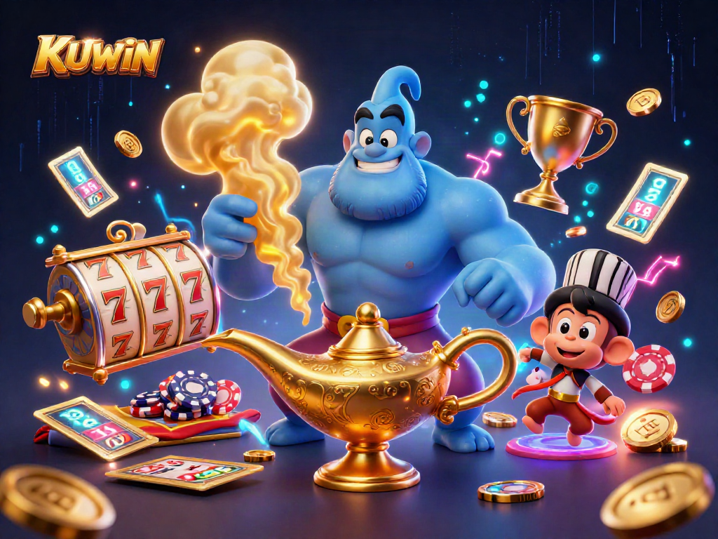Kuwin’s vibrant casino scene showcasing engaging slots and festive characters to enhance gaming experiences.
