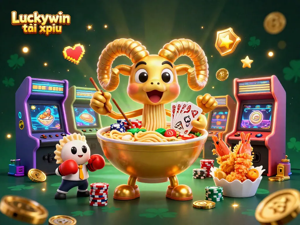 Experience thrilling gameplay with Luckywin tài xỉu, featuring vibrant 3D elements and dynamic casino characters.