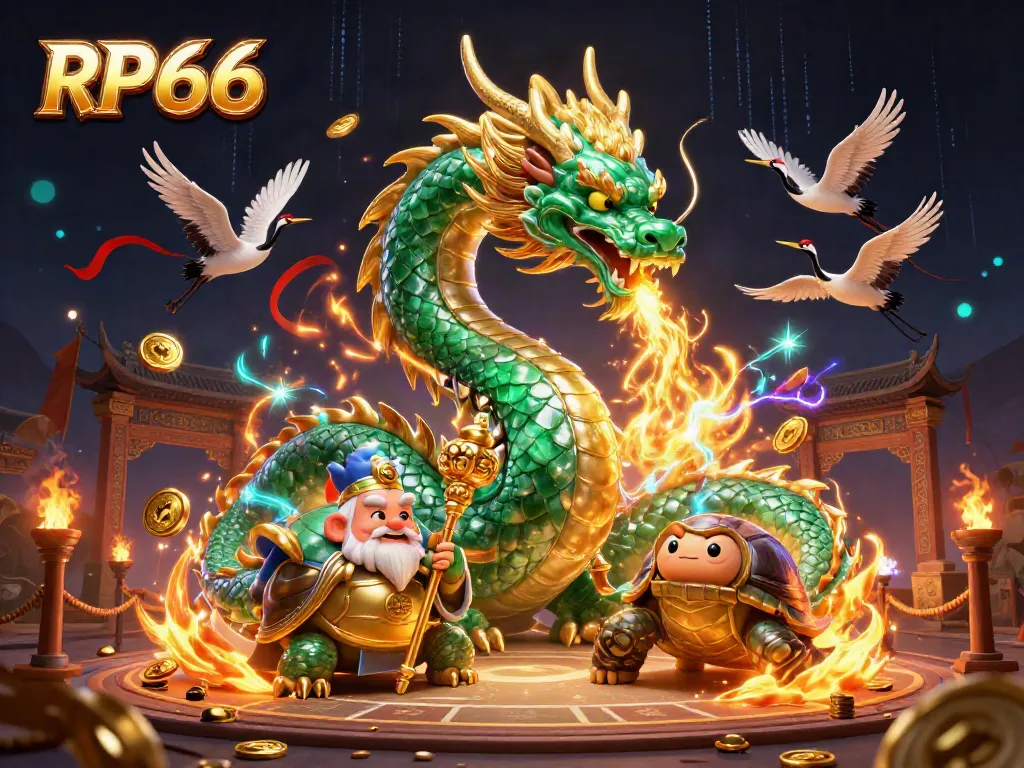 Witness the legendary RP66 dragon breathe fire in a captivating casino scene full of excitement.
